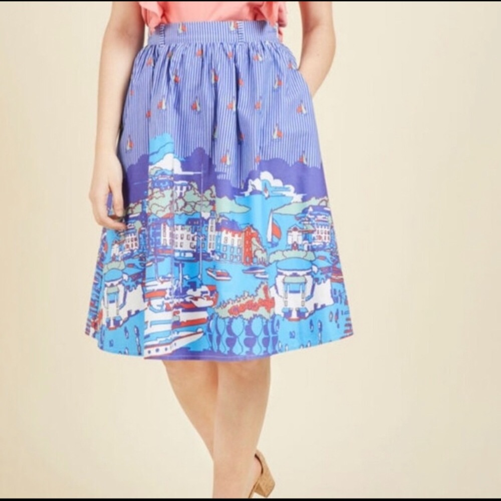 Modcloth Dockside Delight A-Line Skirt Size XL